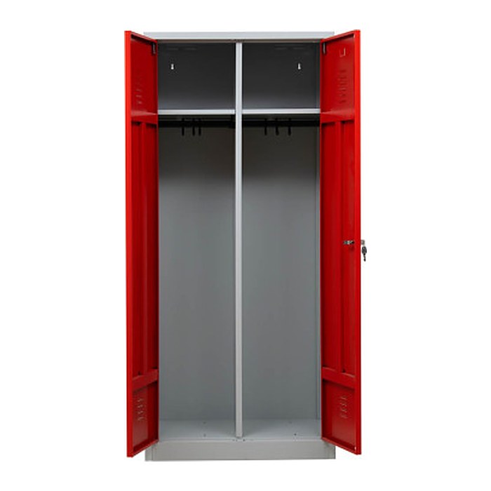 Gürkan Spind lichtgrau, feuerrot 103930, 1 Schließfach 80,0 x 50,0 x 180,0 cm