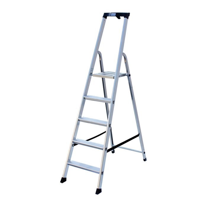 KRAUSE Stehleiter einseitig MONTO Solido silber 5 Stufen, H: 185,0 cm