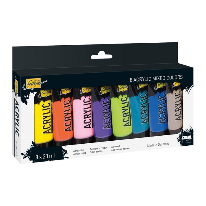 KREUL SOLO GOYA Acrylfarben farbsortiert 8 x 20,0 ml, 8 St.