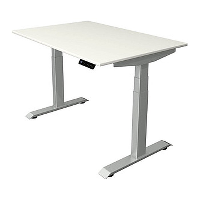 Kerkmann Move 4 elektrisch höhenverstellbarer Schreibtisch weiß rechteckig, T-Fuß-Gestell silber 120,0 x 80,0 cm