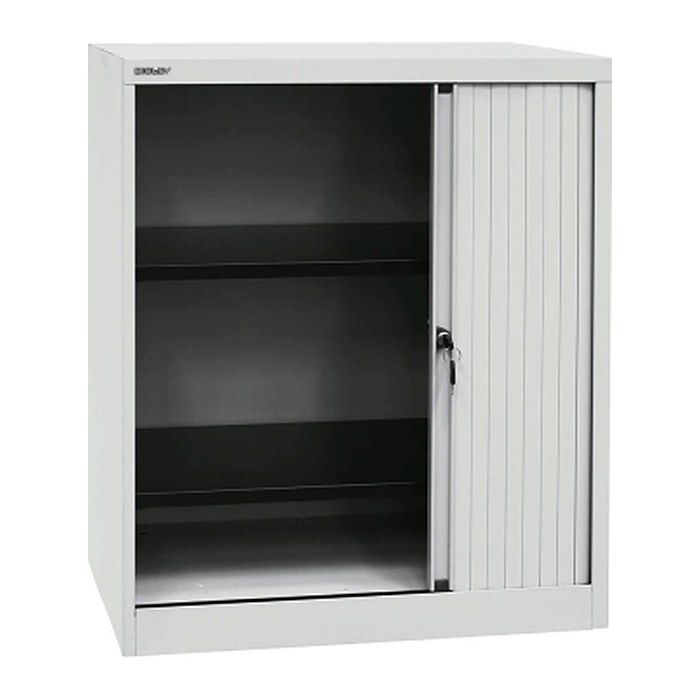 BISLEY Rollladenschrank lichtgrau 2 Fachböden 80,0 x 43,0 x 103,0 cm
