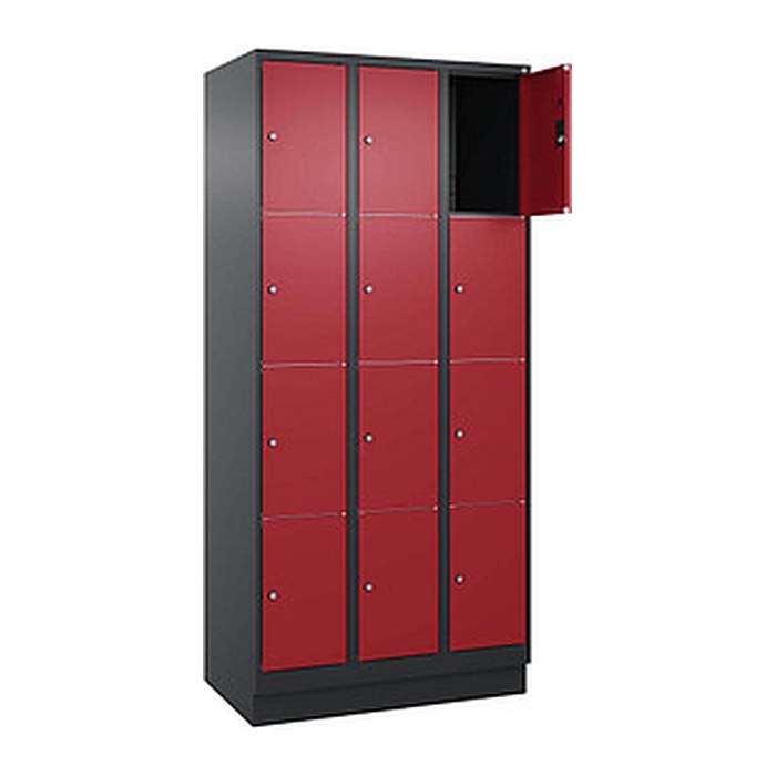 CP Schließfachschrank Classic PLUS rubinrot, schwarzgrau 080020-304 S10039, 4 Schließfächer 90,0 x 50,0 x 185,0 cm