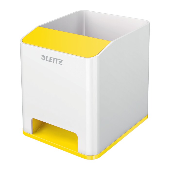 LEITZ Stiftehalter WOW Duo Colour perlweiß/gelb Polystyrol 2 Fächer 9,0 x 10,1 x 10,0 cm