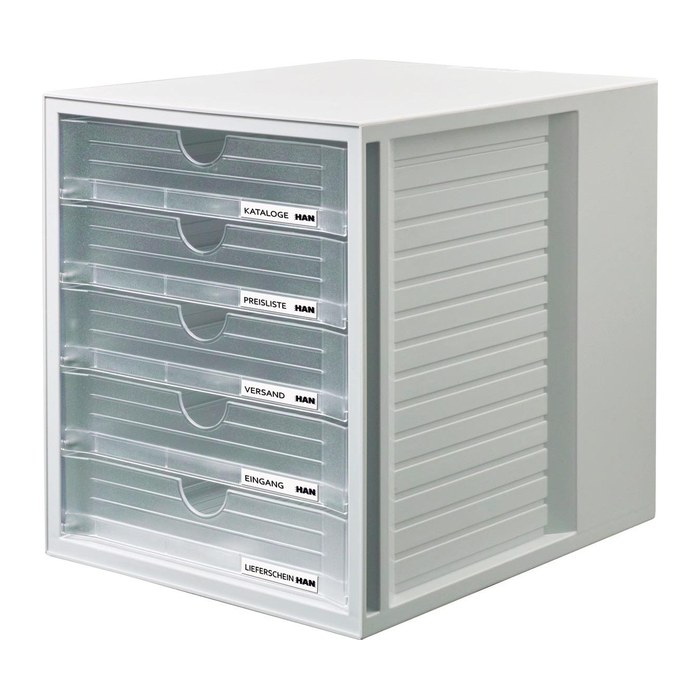 HAN Schubladenbox System-Box transparent 1450-63D, DIN A4 mit 5 Schubladen, 1 St.