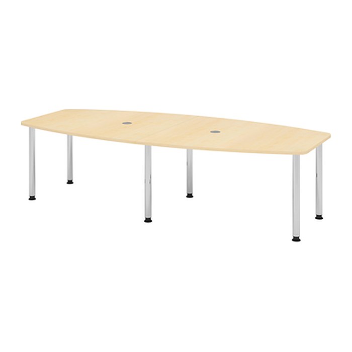 HAMMERBACHER Konferenztisch KT28C ahorn Tonnenform, Rundrohr chrom, 280,0 x 85,0/130,0 x 72,0 - 74,0 cm