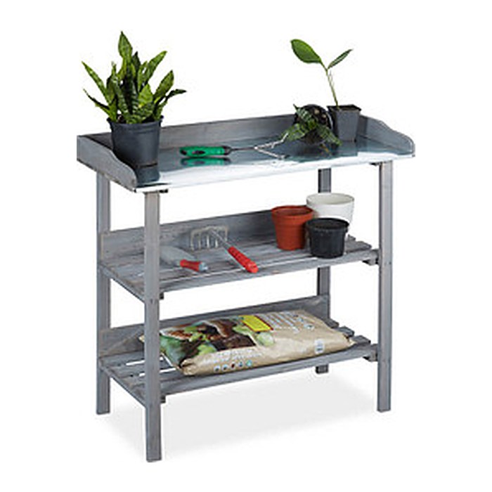 relaxdays Pflanztisch grau 92,0 x 41,0 x 86,0 cm