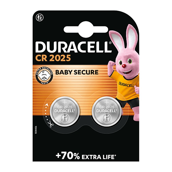 DURACELL Knopfzellen CR2025 Lithium 3,0 V, 2 St.