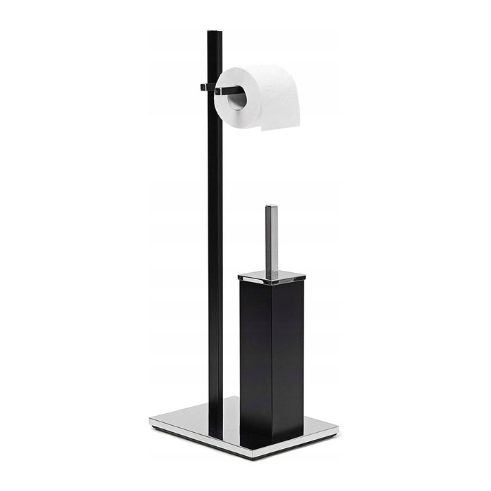 relaxdays WC-Garnitur schwarz, silber Metall, 1 St.