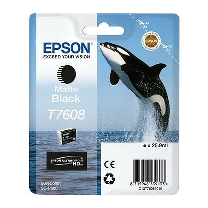 EPSON T7608 (Schwertwal) matt schwarz Druckerpatrone