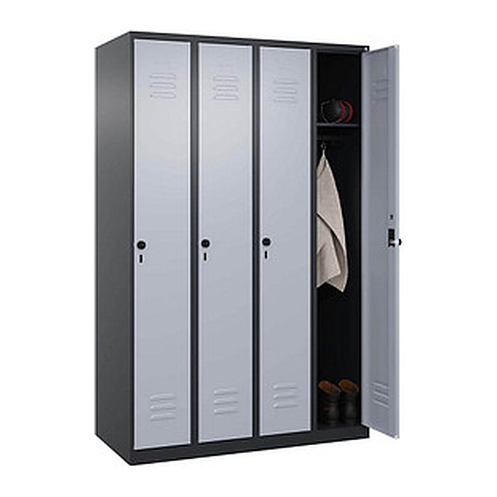 CP Spind Classic Plus schwarzgrau, weißaluminium 080000-40 S10091, 4 Schließfächer 120,0 x 50,0 x 185,0 cm