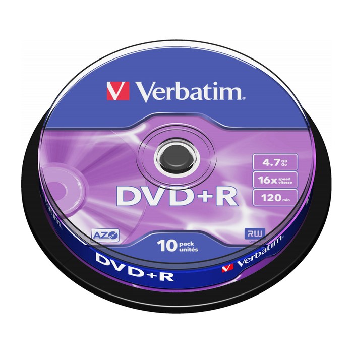 Verbatim DVD+R Rohlinge 4,7GB 16x AZO Silber 10er Spindel retail