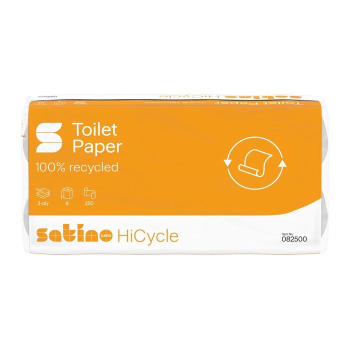 Satino Toilettenpapier HiCycle 3-lagig Recyclingpapier, 8 Rollen