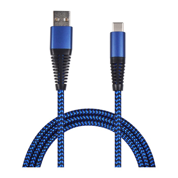 2GO USB Lade-/Datenkabel USB Type-C 3.1 Nylon 100cm blau