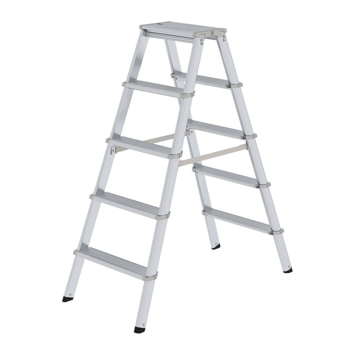 MUNK Stehleiter beidseitig 11235 silber 2x 5 Stufen, H: 116,0 cm