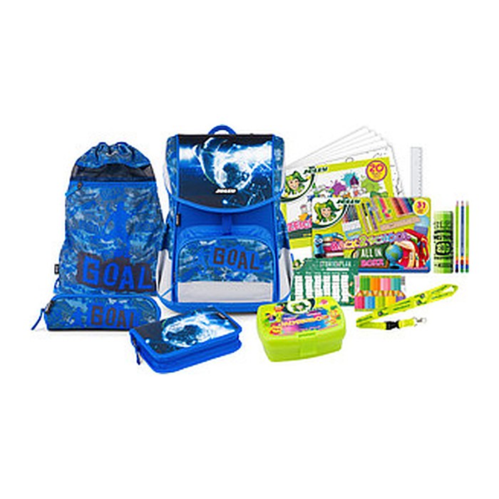 JOLLY Schulranzen-Set ERGONOMIC FLEXY Kunstfaser blau