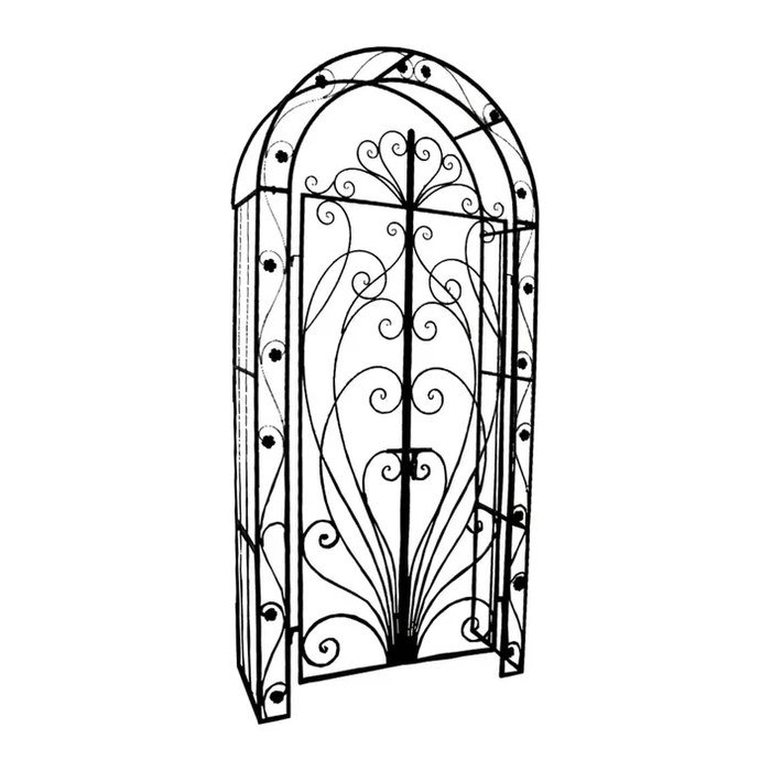 Garden Pleasure Rankbogen mit Tor BAGANA Metall braun Bogen 108,0 x 40,0 x 229,0 cm, 1 St.