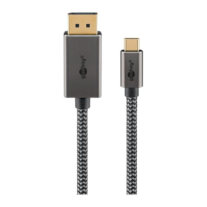 goobay USB-C 3.1/DisplayPort Kabel 2,0 m silber, schwarz, 1 St.