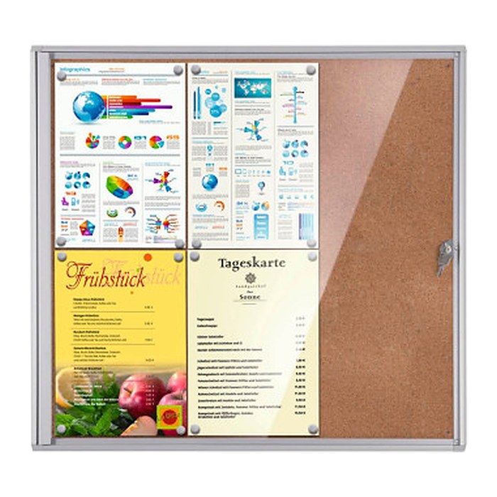 Showdown® Displays Schaukasten Economy XS Kork silber 6x DIN A4 71,1 x 2,6 x 65,5 cm, 1 St.
