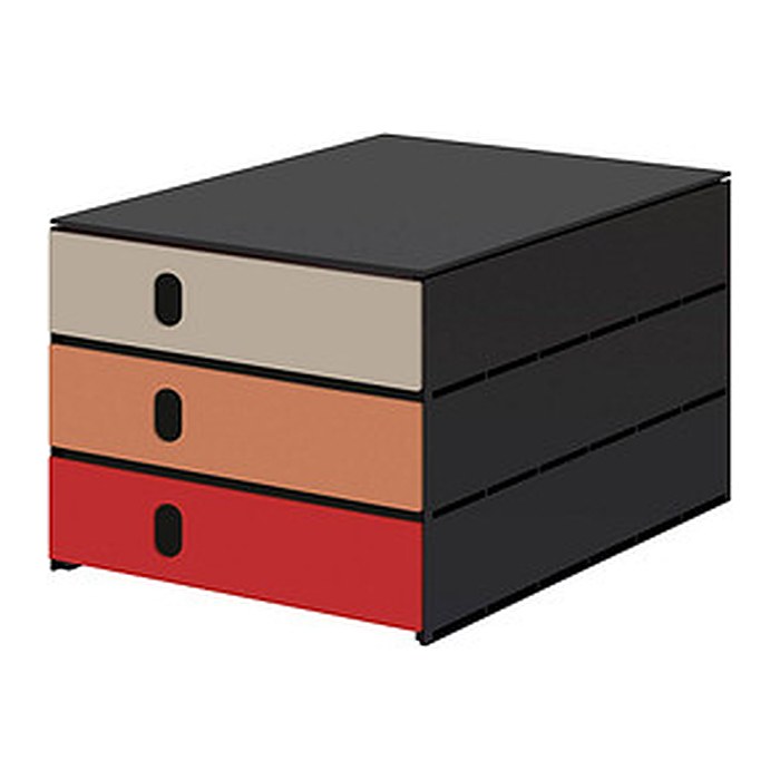 styro Schubladenbox styroval pro feelings Hedgehog grau, dunkelorange, rot 14-8050.He, DIN A4 mit 3 Schubladen, 1 St.