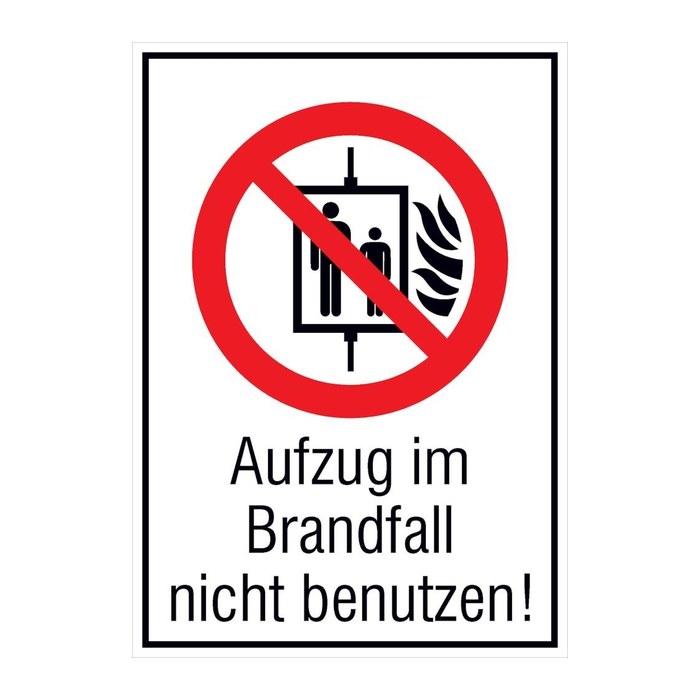 SafetyMarking® Verbotsaufkleber "Aufzug im Brandfall nicht benutzen" rechteckig 10,5 x 14,8 cm, 1 St.