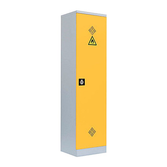 LÜLLMANN Umweltschrank 566246 rapsgelb, lichtgrau 4 Fachböden 50,0 x 42,2 x 195,0 cm, aufgebaut, 1 St.