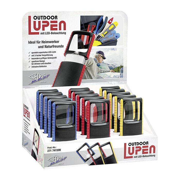 WEDO Outdoor-Rechtecklupe mit LED-Licht, inkl. Batterien