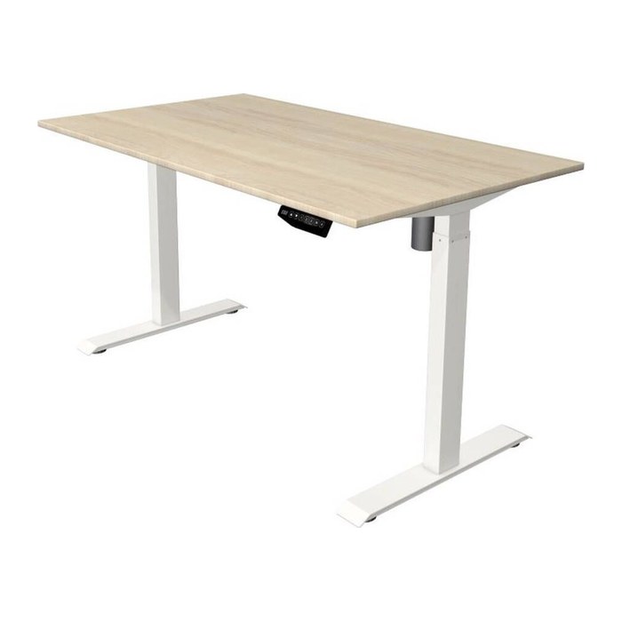 Kerkmann Move 1 elektrisch höhenverstellbarer Schreibtisch ahorn rechteckig, T-Fuß-Gestell weiß 140,0 x 80,0 cm