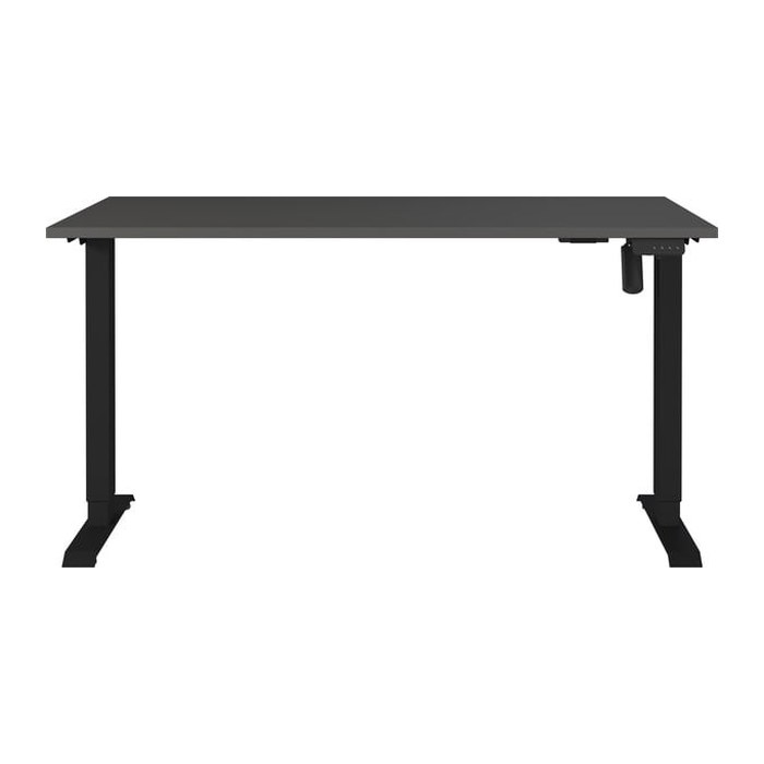 GERMANIA Boras höhenverstellbarer Schreibtisch grafit rechteckig, T-Fuß-Gestell schwarz 140,0 x 80,0 cm