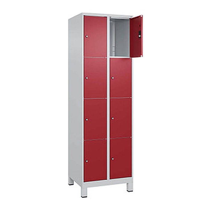 CP Schließfachschrank Classic Plus lichtgrau, rubinrot 080010-204 S10001, 8 Schließfächer 60,0 x 50,0 x 195,0 cm