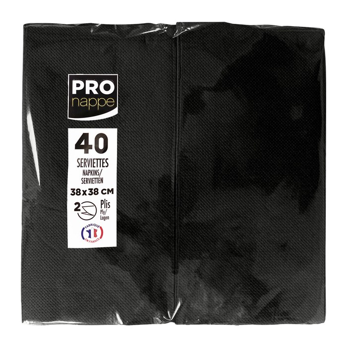 PROnappe Servietten schwarz 2-lagig 38,0 x 38,0 cm, 40 St.