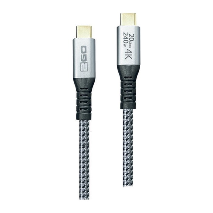 2GO Datenkabel USB-C 240W 3.2 Thunderbolt 3 200cm schwarz
