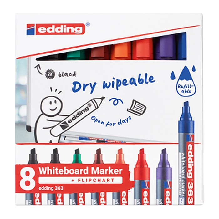 edding 363 Whiteboard-Marker farbsortiert 1,0 - 5,0 cm, 8 St.