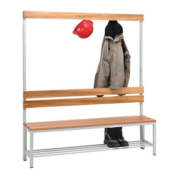 SZ Metall Garderobenbank mit Haken und Schuhrost 57153-1 buche Holz 150,0 cm