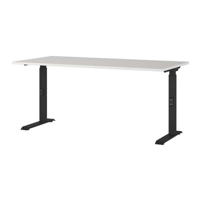 GERMANIA DOWNEY höhenverstellbarer Schreibtisch lichtgrau rechteckig, C-Fuß-Gestell schwarz 160,0 x 80,0 cm
