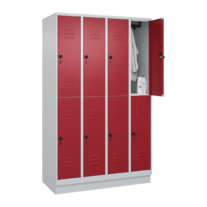 CP Spind Classic PLUS lichtgrau, rubinrot 080320-40 S10001, 8 Schließfächer 120,0 x 50,0 x 195,0 cm