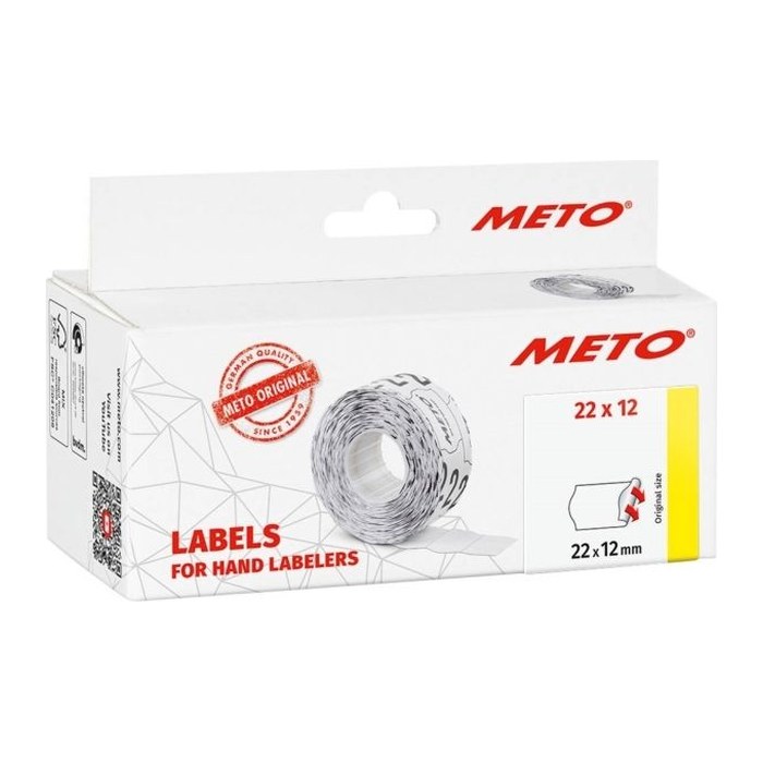 METO Preisetiketten weiß permanent 22,0 x 12,0 mm, 6 Rollen