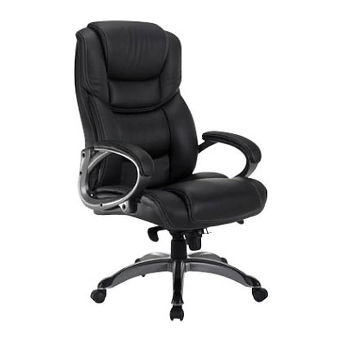 XXL Chefsessel, BT-9142L Kunstleder schwarz, Gestell silber
