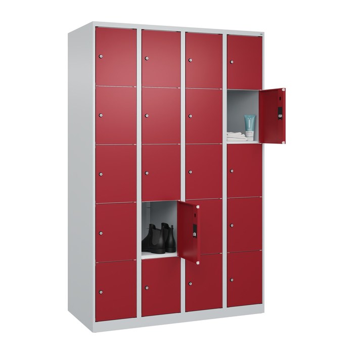 CP Schließfachschrank Classic Plus lichtgrau, rubinrot 080000-405 S10001, 20 Schließfächer 120,0 x 50,0 x 185,0 cm