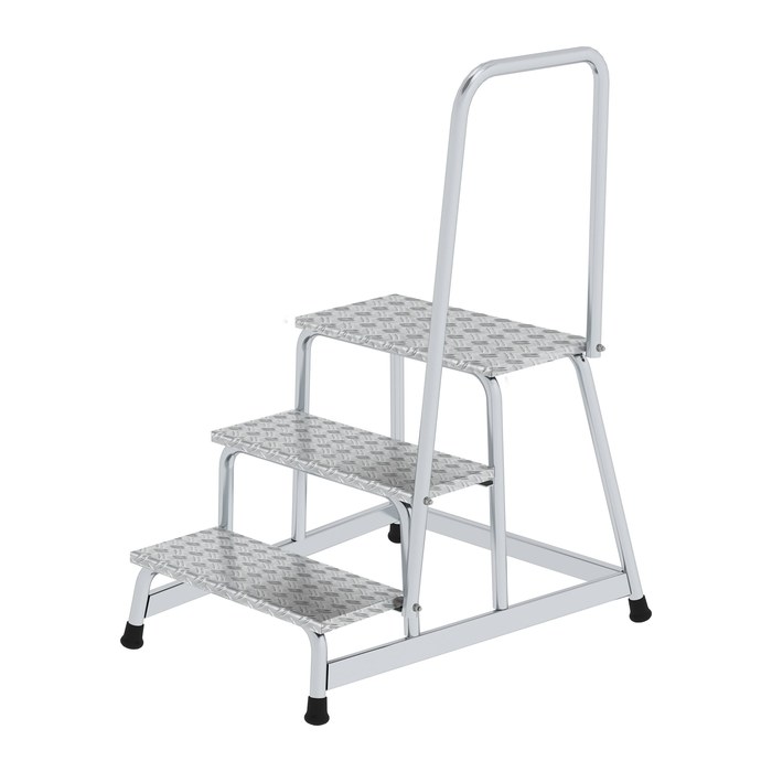 MUNK Montagetritt mit Handlauf 50043 silber 3 Stufen, H: 60,0 cm