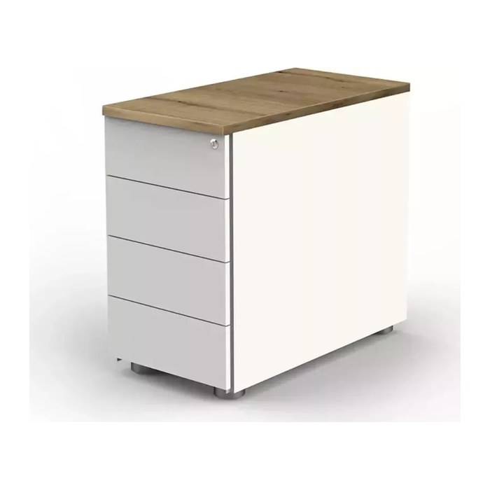 Kerkmann Form 1 Standcontainer weiß, eiche 4 Auszüge ohne-Muldengriff weiß 42,0 x 80,0 x 72,0 - 76,0 cm