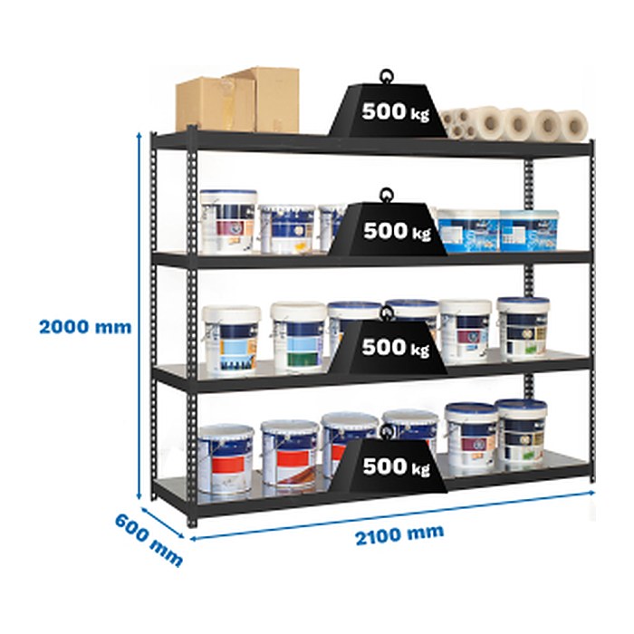 Simonrack Schwerlast-Weitspannregal SIMONFORTE 8425437101687 anthrazit 210,0 x 60,0 x 200,0 cm