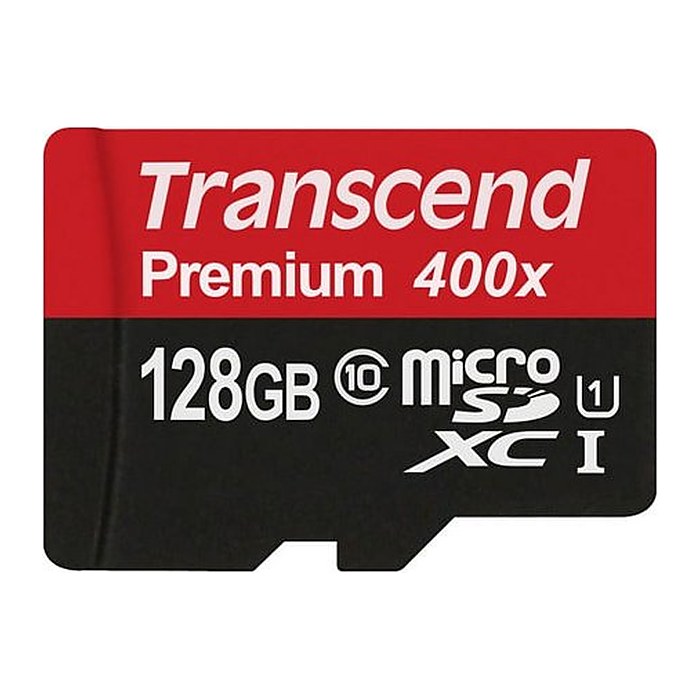 SD microSD Card 128GB Transcend SDXC UHS1 w/adapter