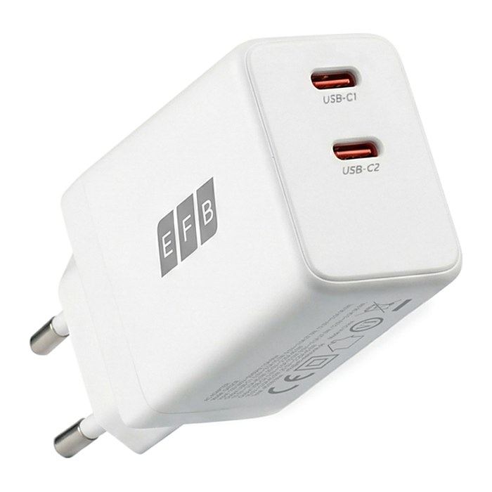 EFB Ladegerät 45W 2xUSB-C Set PD3.0 GaN QC3.0