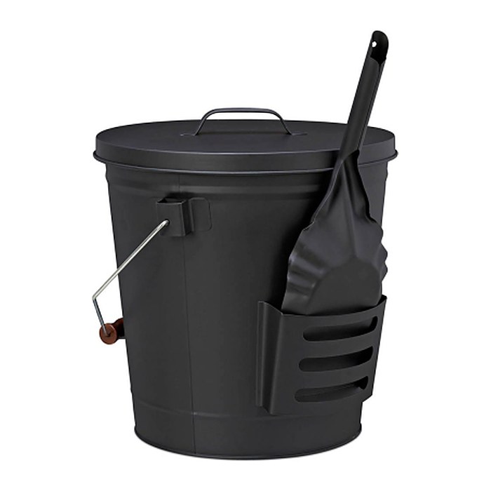 relaxdays Ascheeimer mit Deckel 19,0 l schwarz, 1 St.