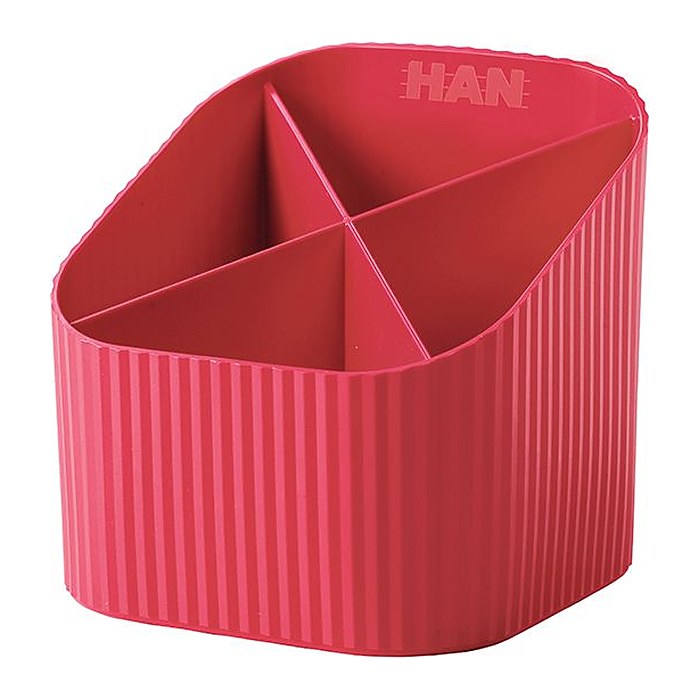 HAN Stiftehalter Re-X-LOOP rot Polypropylen 4 Fächer 11,1 x 12,1 x 10,6 cm