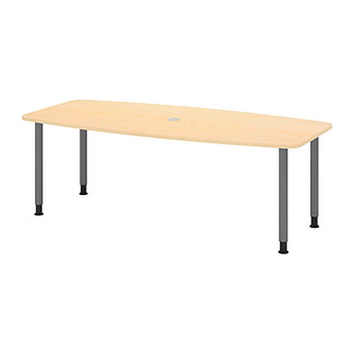 HAMMERBACHER Konferenztisch KT22C ahorn Tonnenform, Rundrohr grau, 220,0 x 83,0/103,0 x 72,0 - 74,0 cm