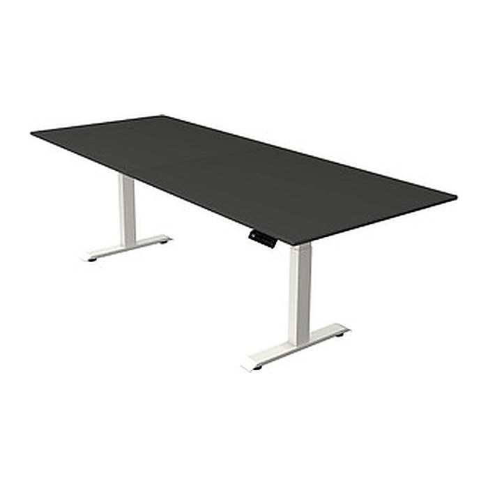 Kerkmann Move 4 elektrisch höhenverstellbarer Schreibtisch anthrazit rechteckig, T-Fuß-Gestell weiß 250,0 x 100,0 cm