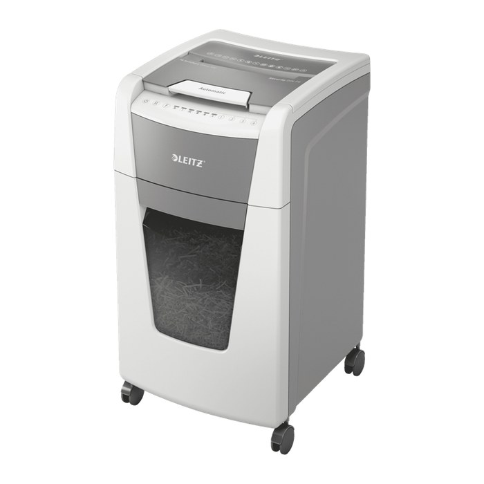 AKTION: LEITZ IQ Autofeed Small Office 300 Aktenvernichter mit Partikelschnitt P-5, 2 x 15 mm, bis 300 Blatt, weiß mit 80 Euro CashBack