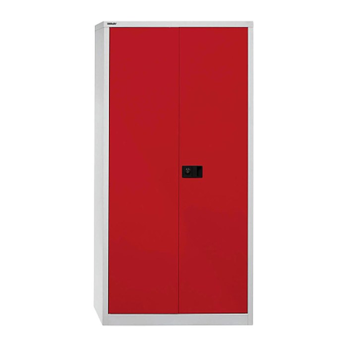 BISLEY Stahlschrank Universal E782A04506 lichtgrau, kardinalrot 4 Fachböden 91,4 x 40,0 x 195,0 cm, aufgebaut, 1 St.