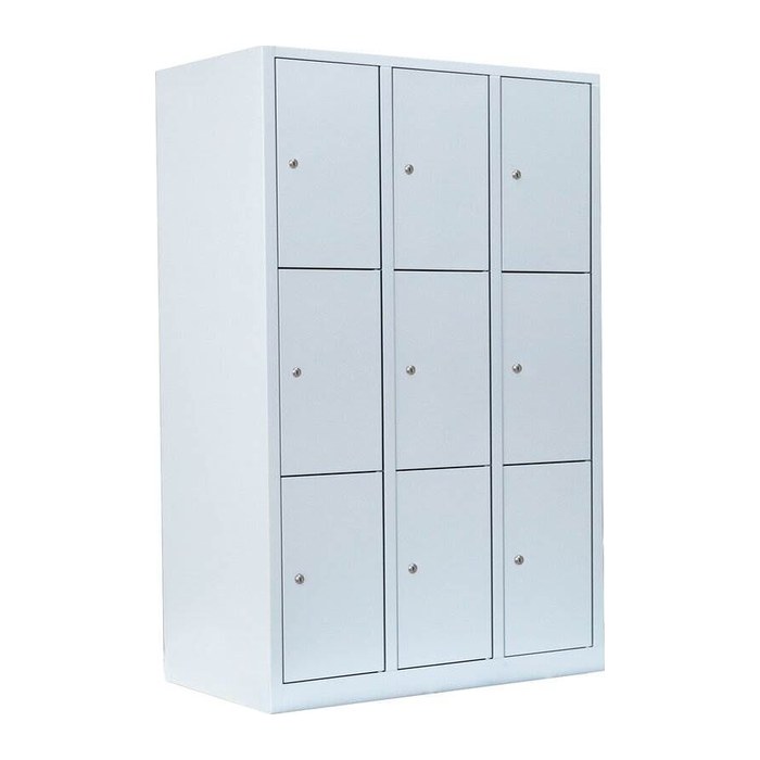 LÜLLMANN Schließfachschrank lichtgrau 523330, 9 Schließfächer 118,5 x 50,0 x 180,0 cm